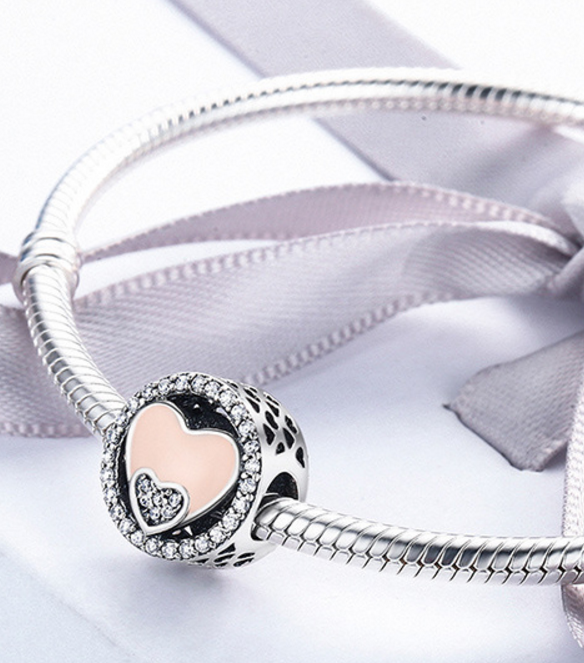 Sterling 925 silver charm the double love bead pendant fits Pandora charm and European charm bracelet Xaxe.com