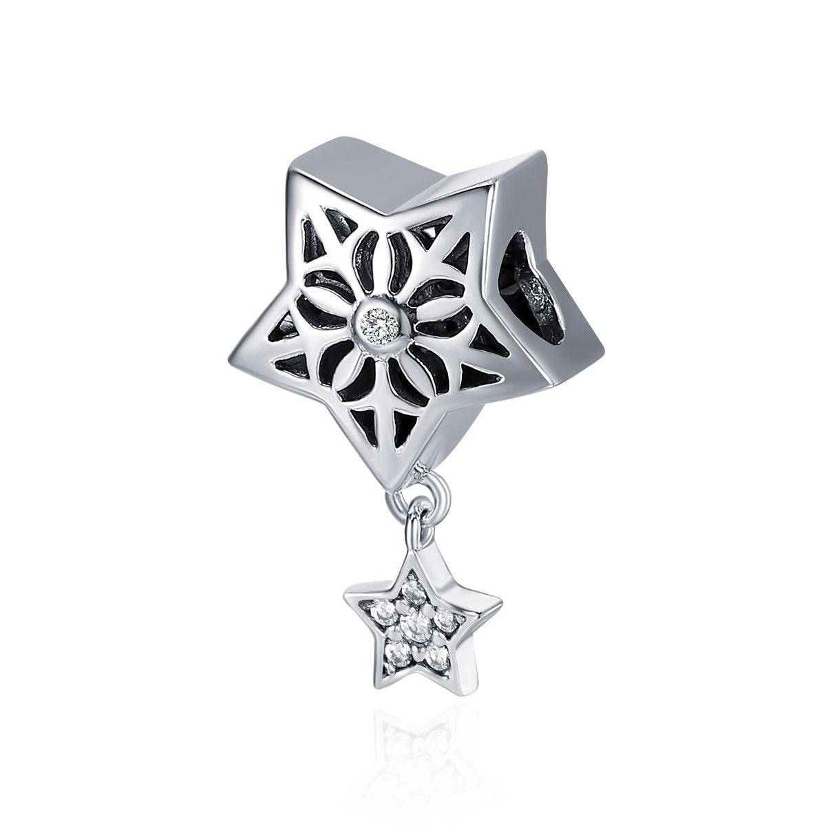 Sterling 925 silver charm the double stars bead pendant fits Pandora charm and European charm bracelet Xaxe.com