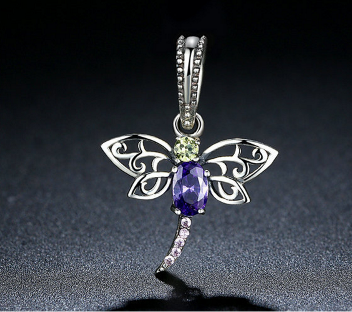 Sterling 925 silver charm the dragonfly bead pendant fits Pandora charm and European charm bracelet Xaxe.com