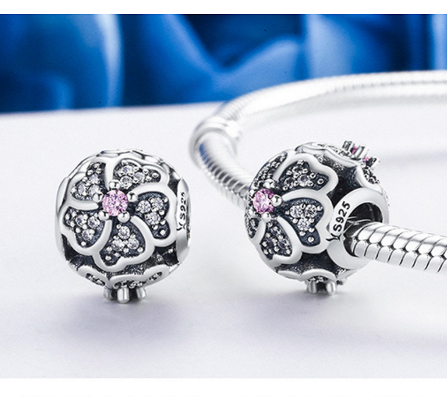 Sterling 925 silver charm the elegant flower pendant fits Pandora charm and European charm bracelet Xaxe.com