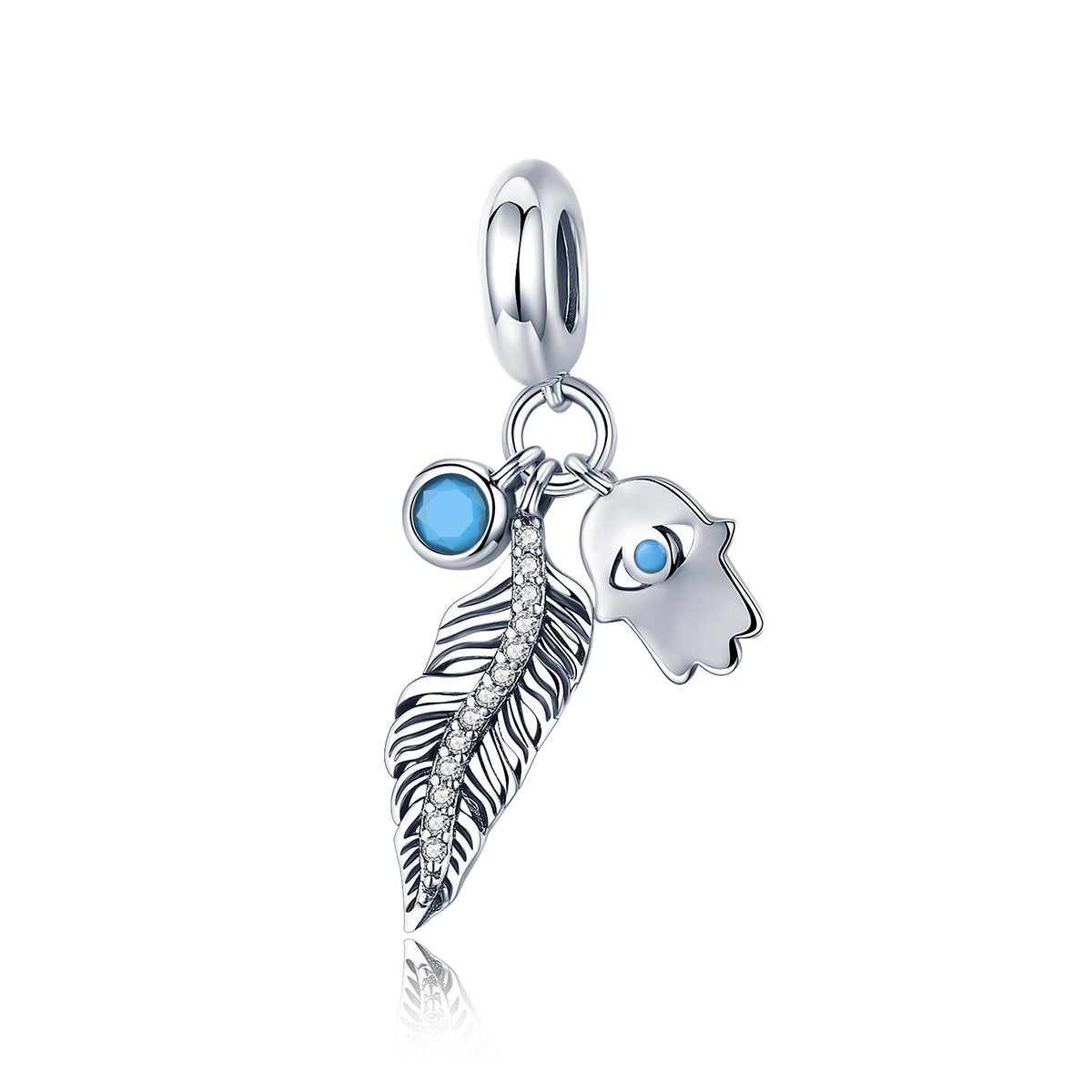 Sterling 925 silver charm the feather n ghost pendant fits Pandora charm and European charm bracelet Xaxe.com