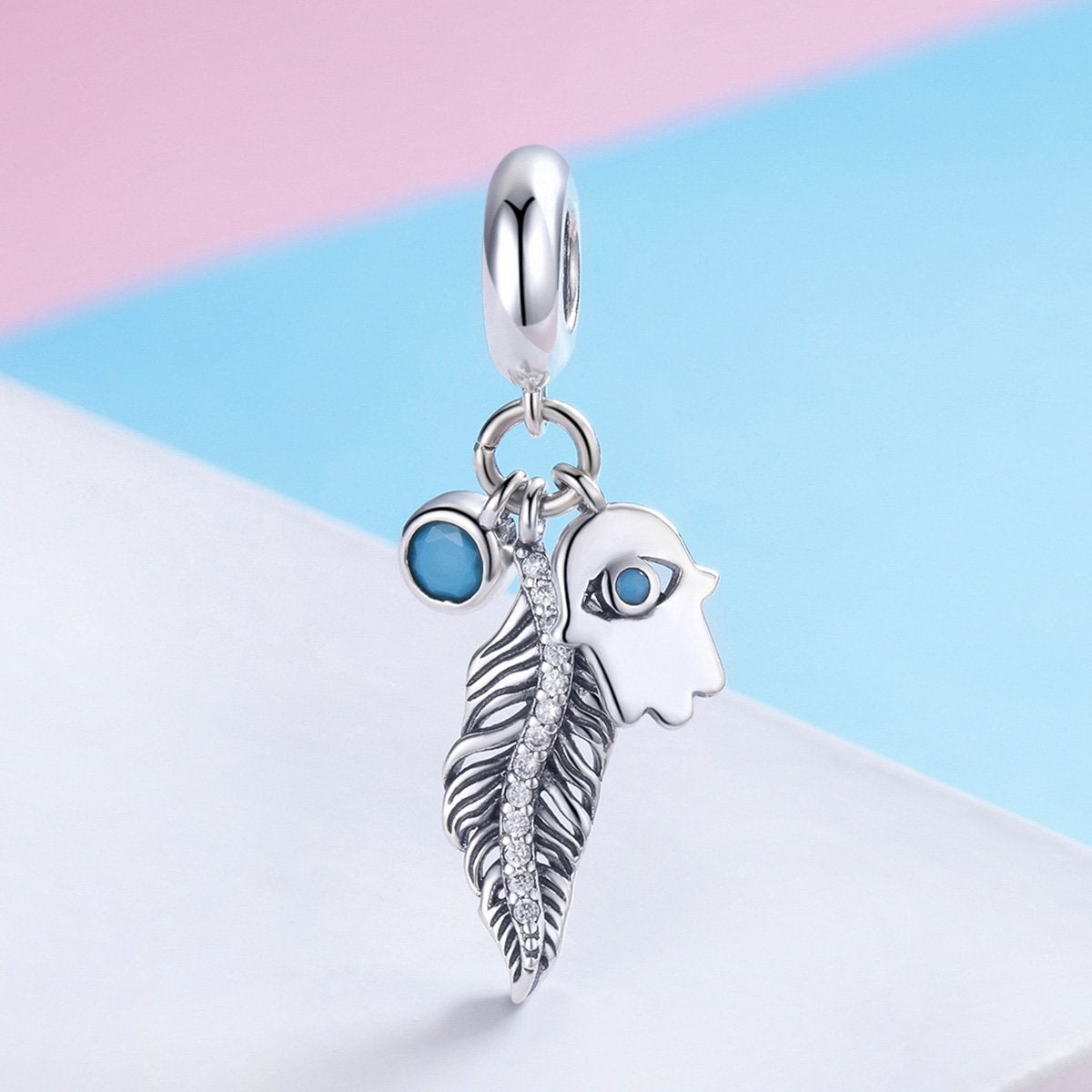 Sterling 925 silver charm the feather n ghost pendant fits Pandora charm and European charm bracelet Xaxe.com