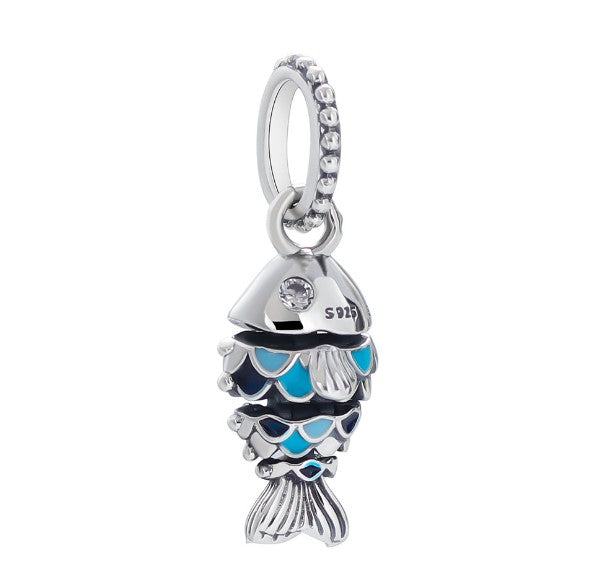 Sterling 925 silver charm the fish bead pendant fits Pandora charm and European charm bracelet Xaxe.com