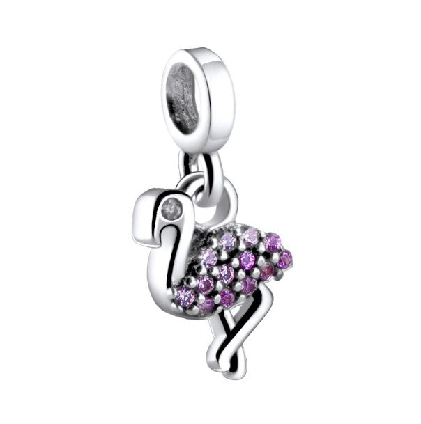 Sterling 925 silver charm the flamingo bead pendant fits Pandora charm and European charm bracelet Xaxe.com