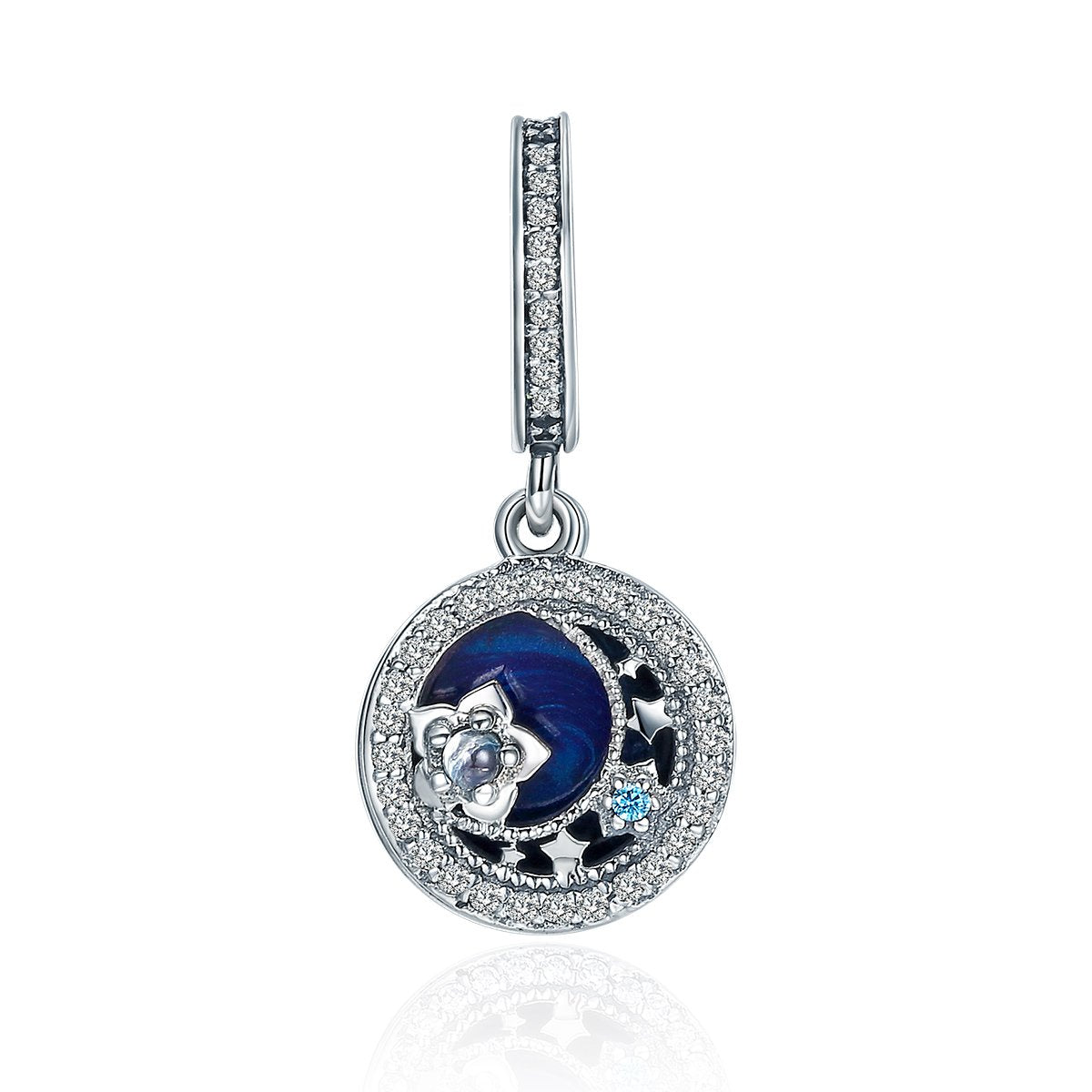 Sterling 925 silver charm the floral n moon bead pendant fits Pandora charm and European charm bracelet Xaxe.com