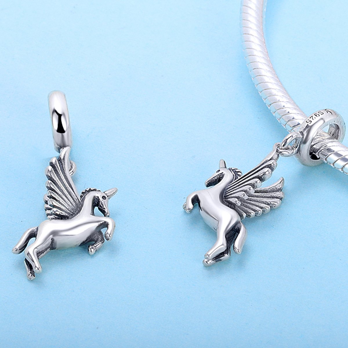 Sterling 925 silver charm the flying horse fits Pandora charm and European charm bracelet Xaxe.com