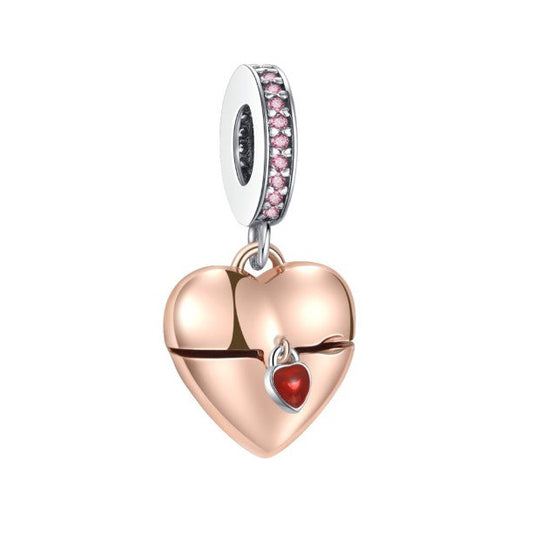 Sterling 925 silver charm the gold lock heart bead pendant fits Pandora charm and European charm bracelet Xaxe.com