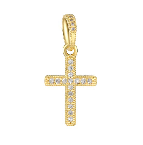 Sterling 925 silver charm the golden cross bead pendant fits Pandora charm and the European charm bracelet Xaxe.com