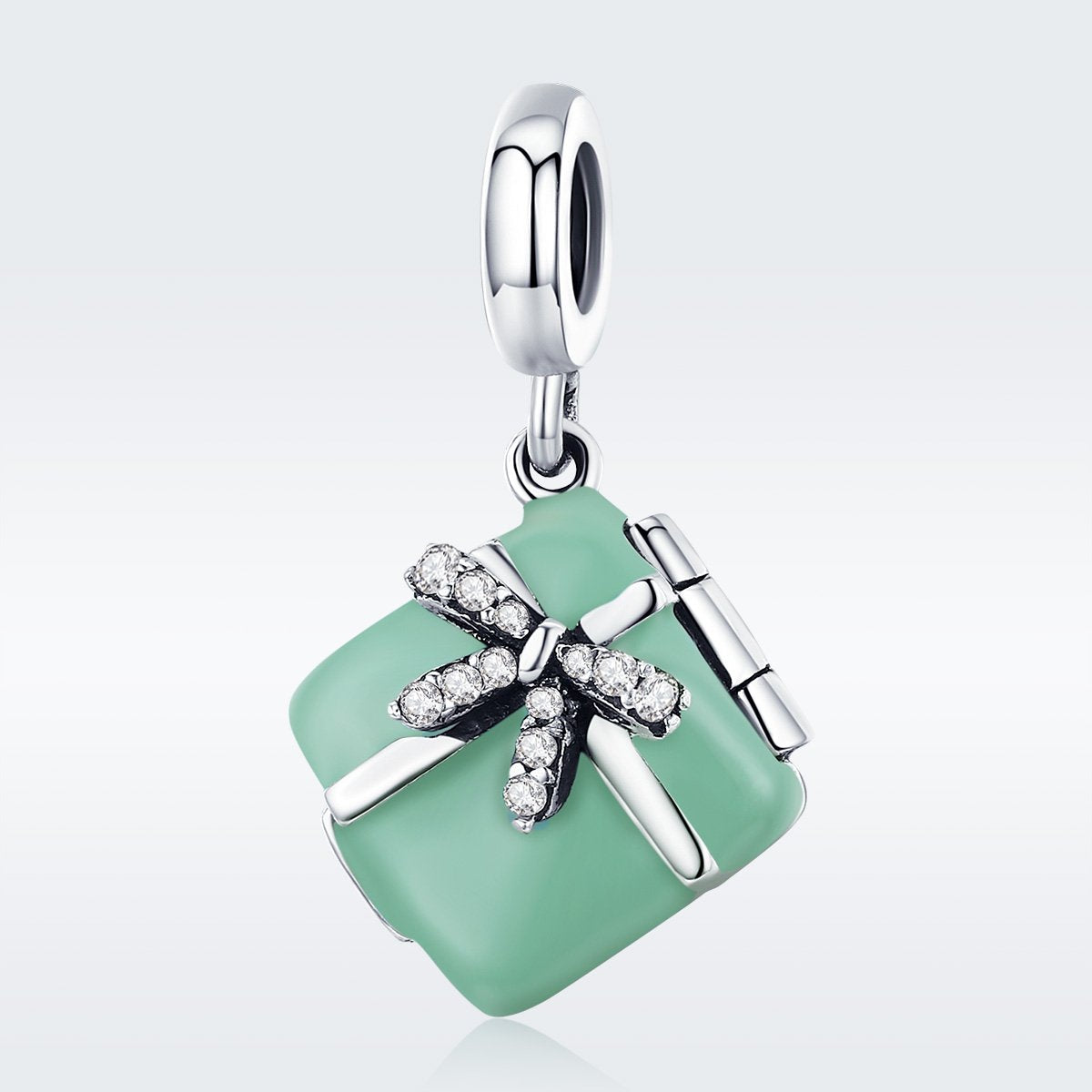 Sterling 925 silver charm the green box pendant fits Pandora charm and European charm bracelet Xaxe.com