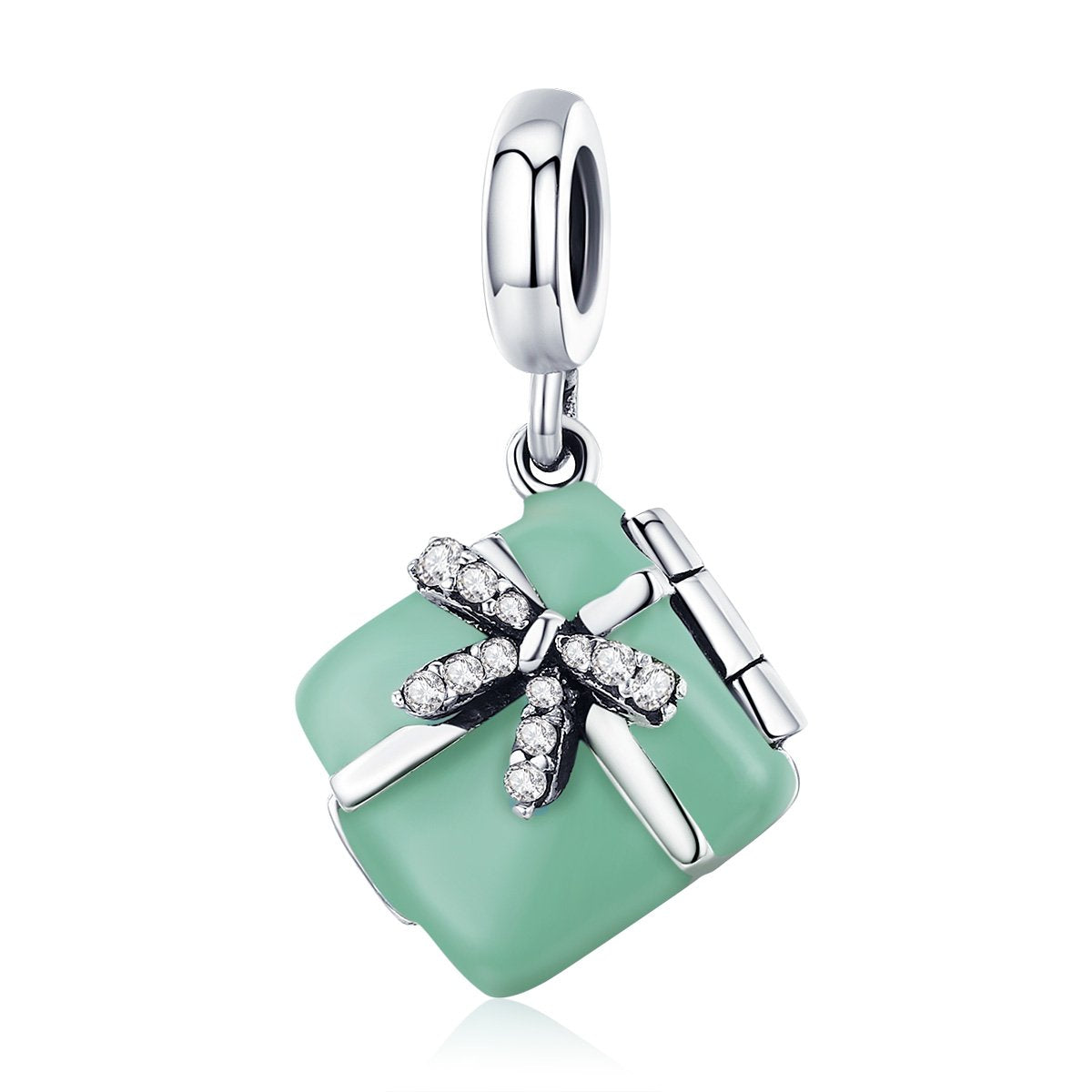 Sterling 925 silver charm the green box pendant fits Pandora charm and European charm bracelet Xaxe.com