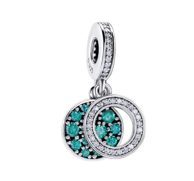 Sterling 925 silver charm the green circle bead pendant fits Pandora charm and European charm bracelet Xaxe.com