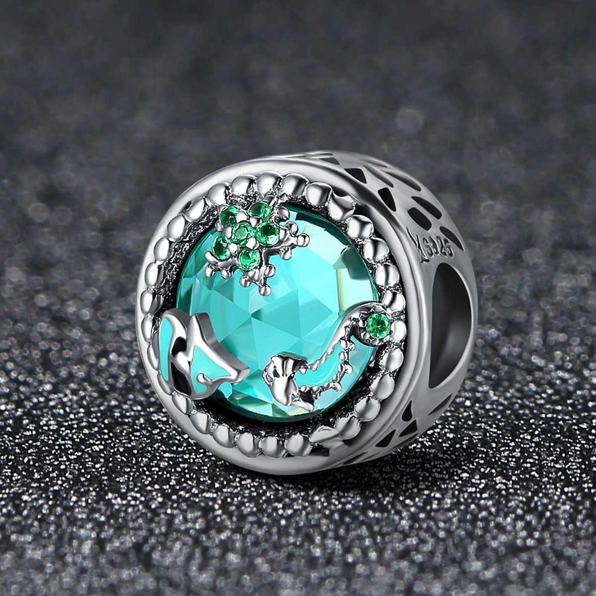 Sterling 925 silver charm the green echo bead pendant fits Pandora charm and European charm bracelet Xaxe.com