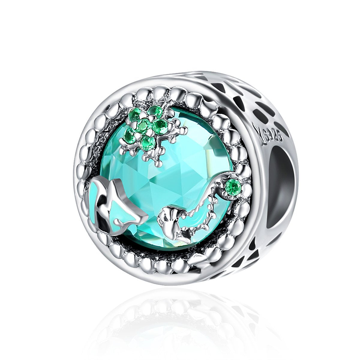 Sterling 925 silver charm the green echo bead pendant fits Pandora charm and European charm bracelet Xaxe.com
