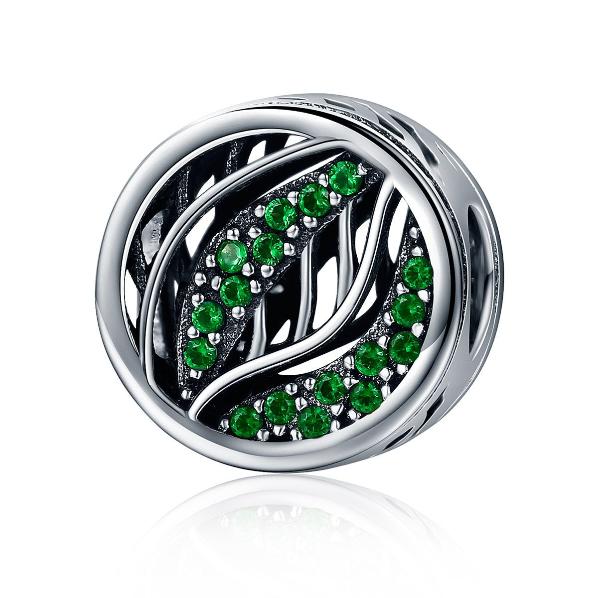 Sterling 925 silver charm the green echo life bead pendant fits Pandora charm and European charm bracelet Xaxe.com