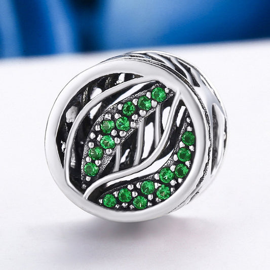 Sterling 925 silver charm the green echo life bead pendant fits Pandora charm and European charm bracelet Xaxe.com