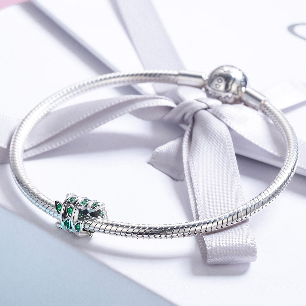 Sterling 925 silver charm the green grass bead pendant fits Pandora charm and European charm bracelet Xaxe.com