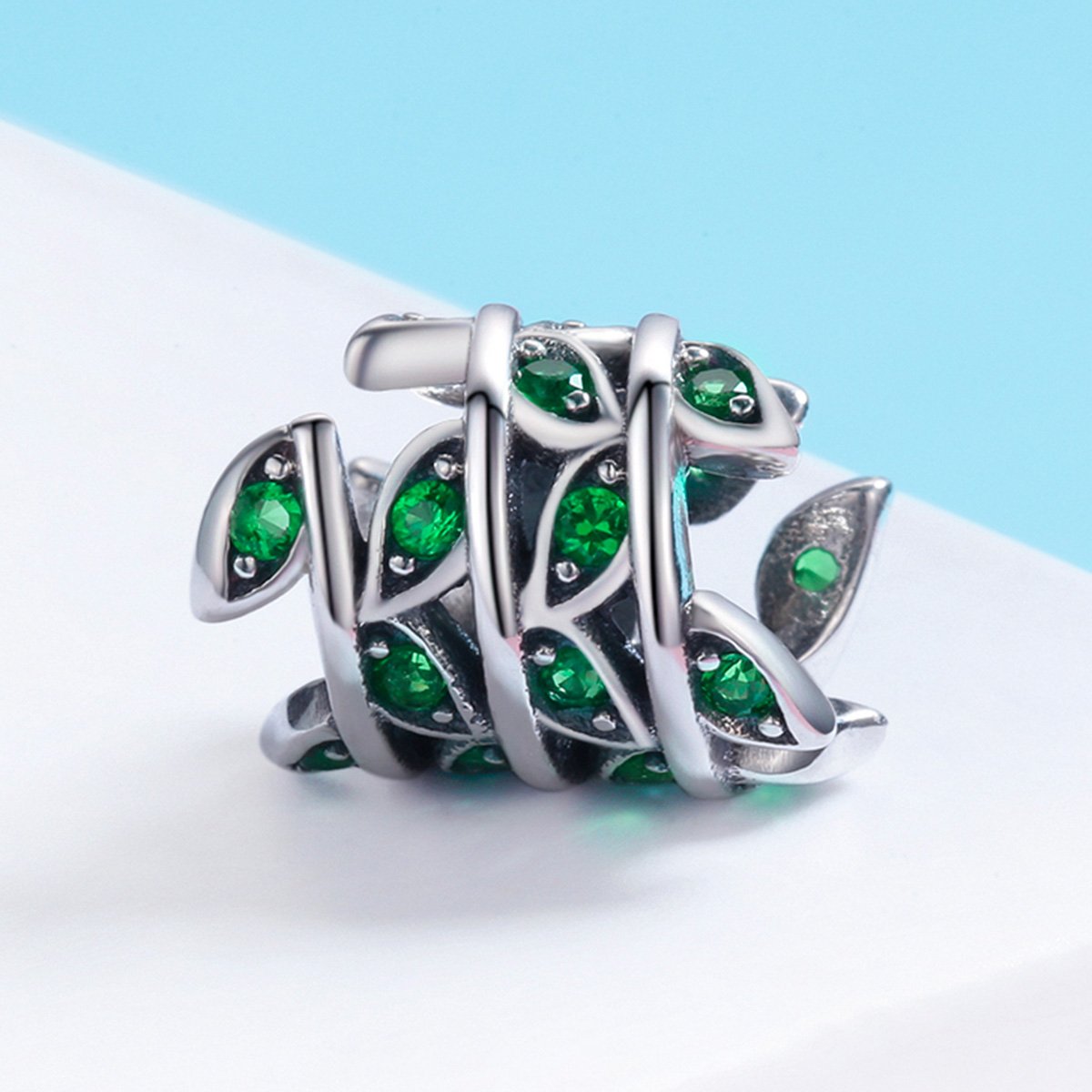 Sterling 925 silver charm the green grass bead pendant fits Pandora charm and European charm bracelet Xaxe.com