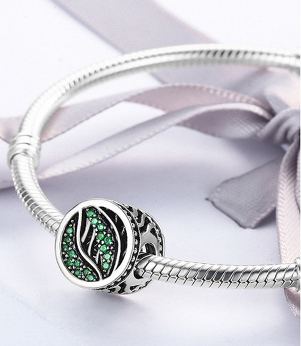 Sterling 925 silver charm the green leaf pendant fits Pandora charm and European charm bracelet Xaxe.com