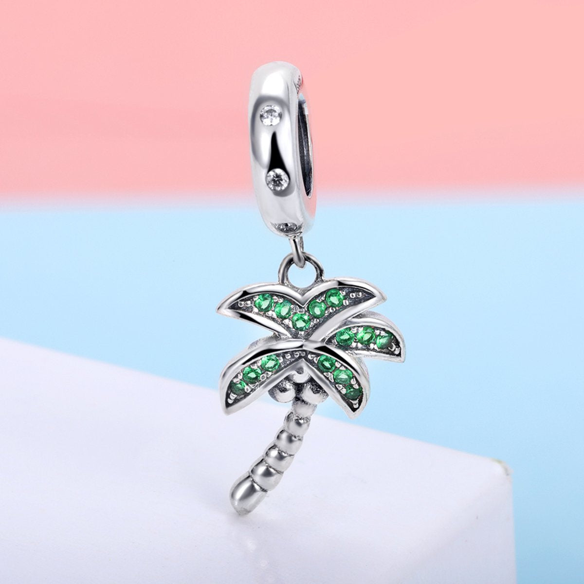 Sterling 925 silver charm the green palm tree fits Pandora charm and European charm bracelet Xaxe.com