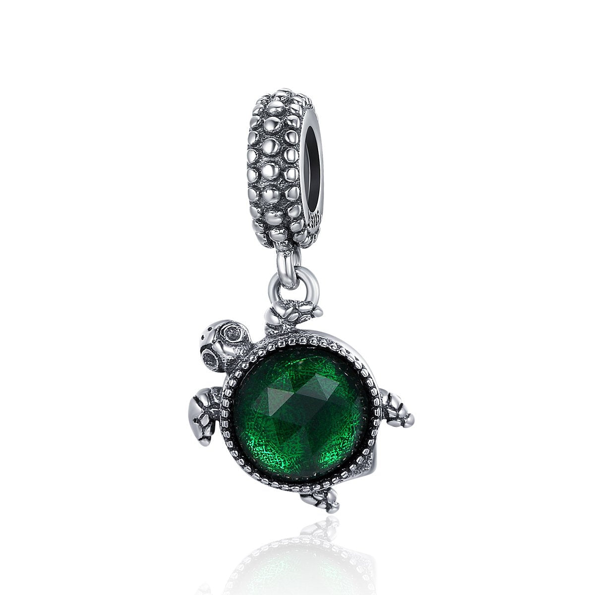 Sterling 925 silver charm the green turtle bead pendant fits Pandora charm and European charm bracelet Xaxe.com