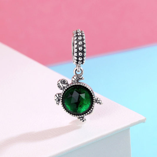 Sterling 925 silver charm the green turtle bead pendant fits Pandora charm and European charm bracelet Xaxe.com
