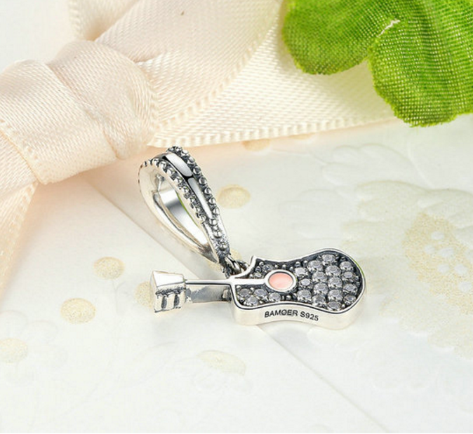 Sterling 925 silver charm the guitar bead pendant fits Pandora charm and European charm bracelet Xaxe.com