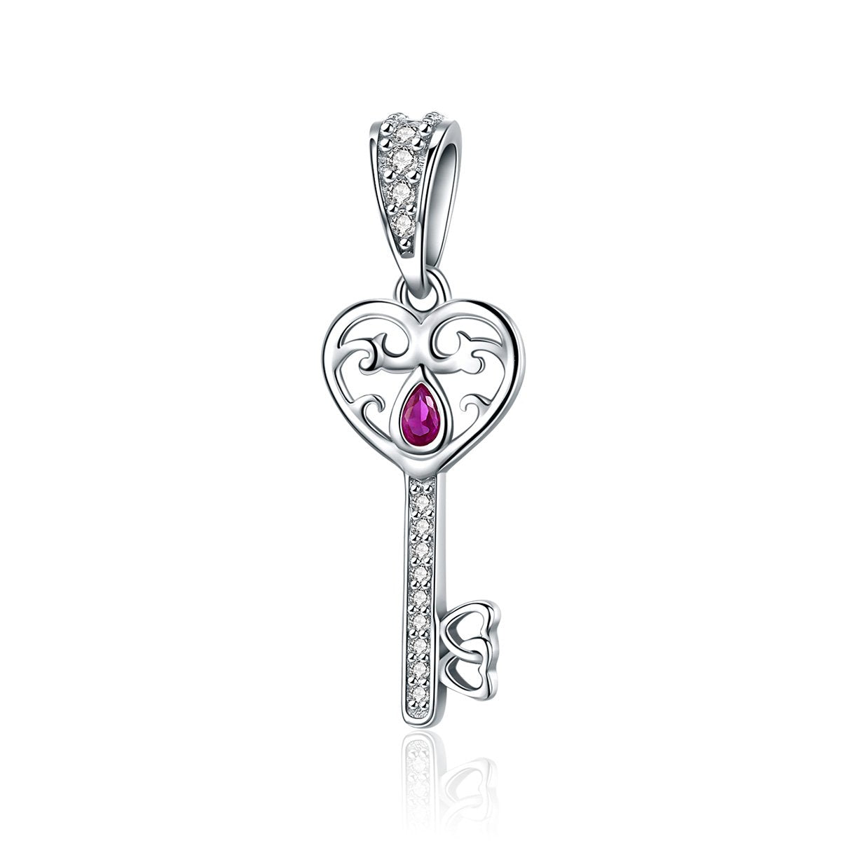 Sterling 925 silver charm the heart key pendant fits Pandora charm and European charm bracelet Xaxe.com