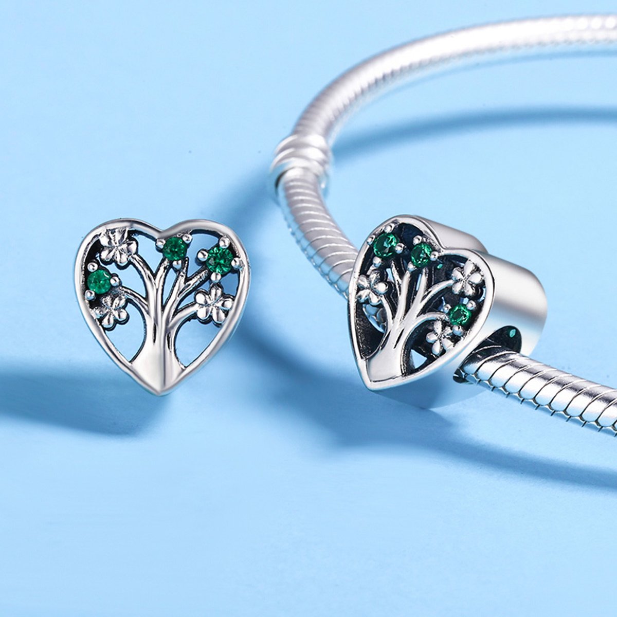 Sterling 925 silver charm the heart life tree bead pendant fits Pandora charm and European charm bracelet Xaxe.com