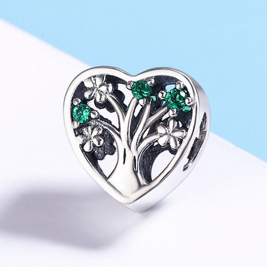 Sterling 925 silver charm the heart life tree bead pendant fits Pandora charm and European charm bracelet Xaxe.com