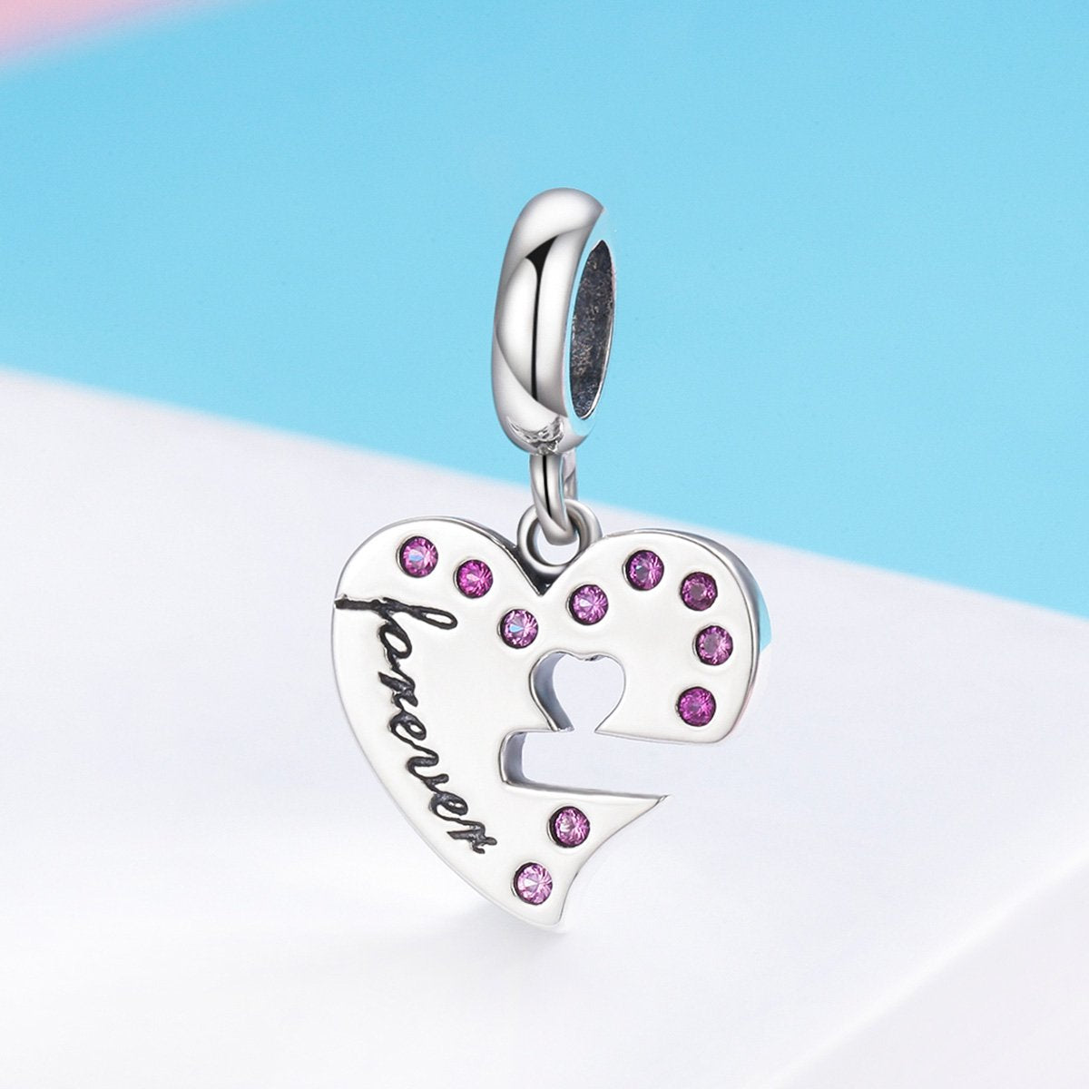 Sterling 925 silver charm the heart lock and key pendant fits Pandora charm and European charm bracelet Xaxe.com