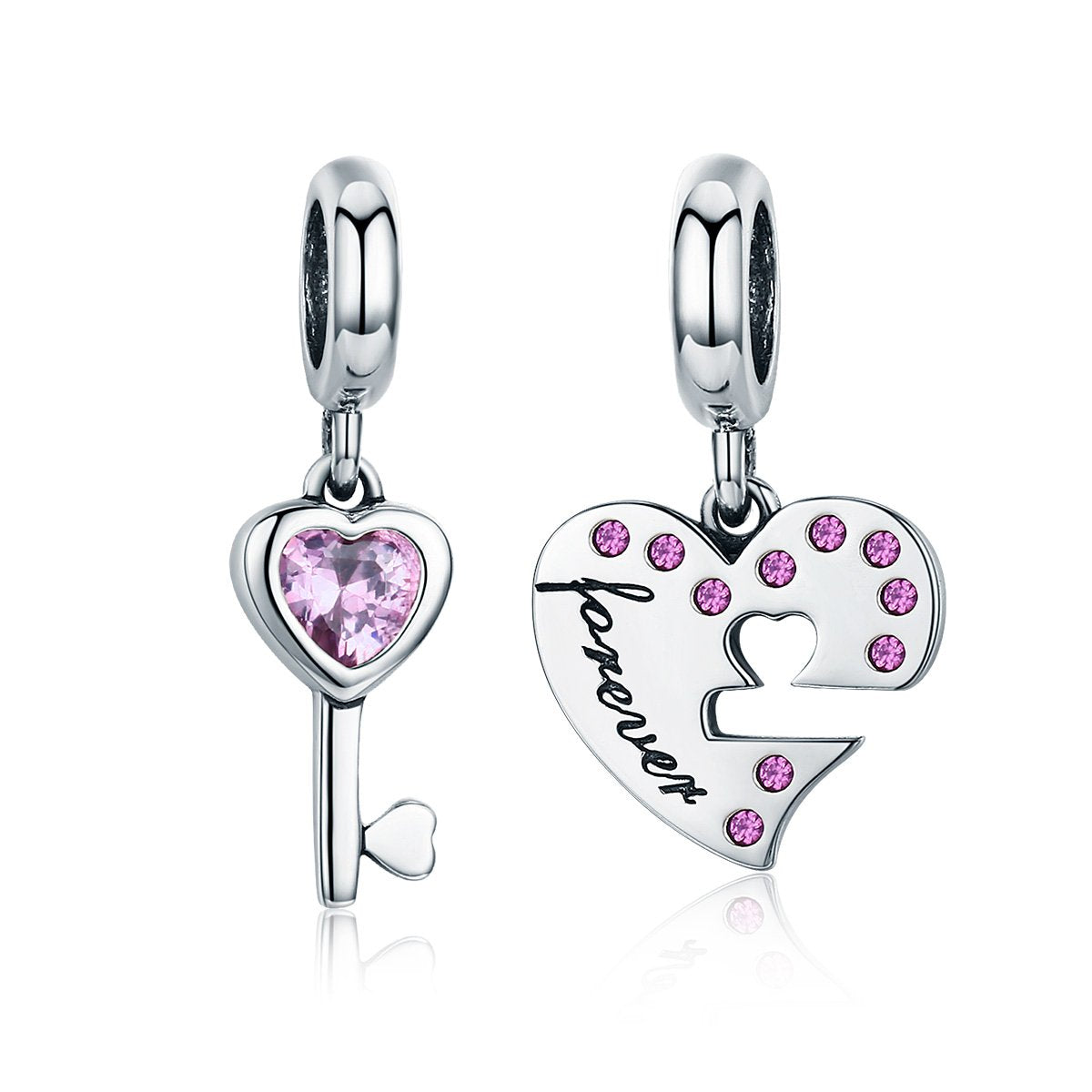 Sterling 925 silver charm the heart lock and key pendant fits Pandora charm and European charm bracelet Xaxe.com