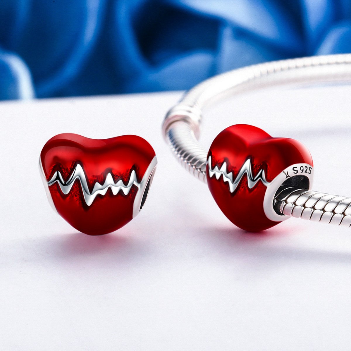 Sterling 925 silver charm the heart puls bead pendant fits Pandora charm and European charm bracelet Xaxe.com