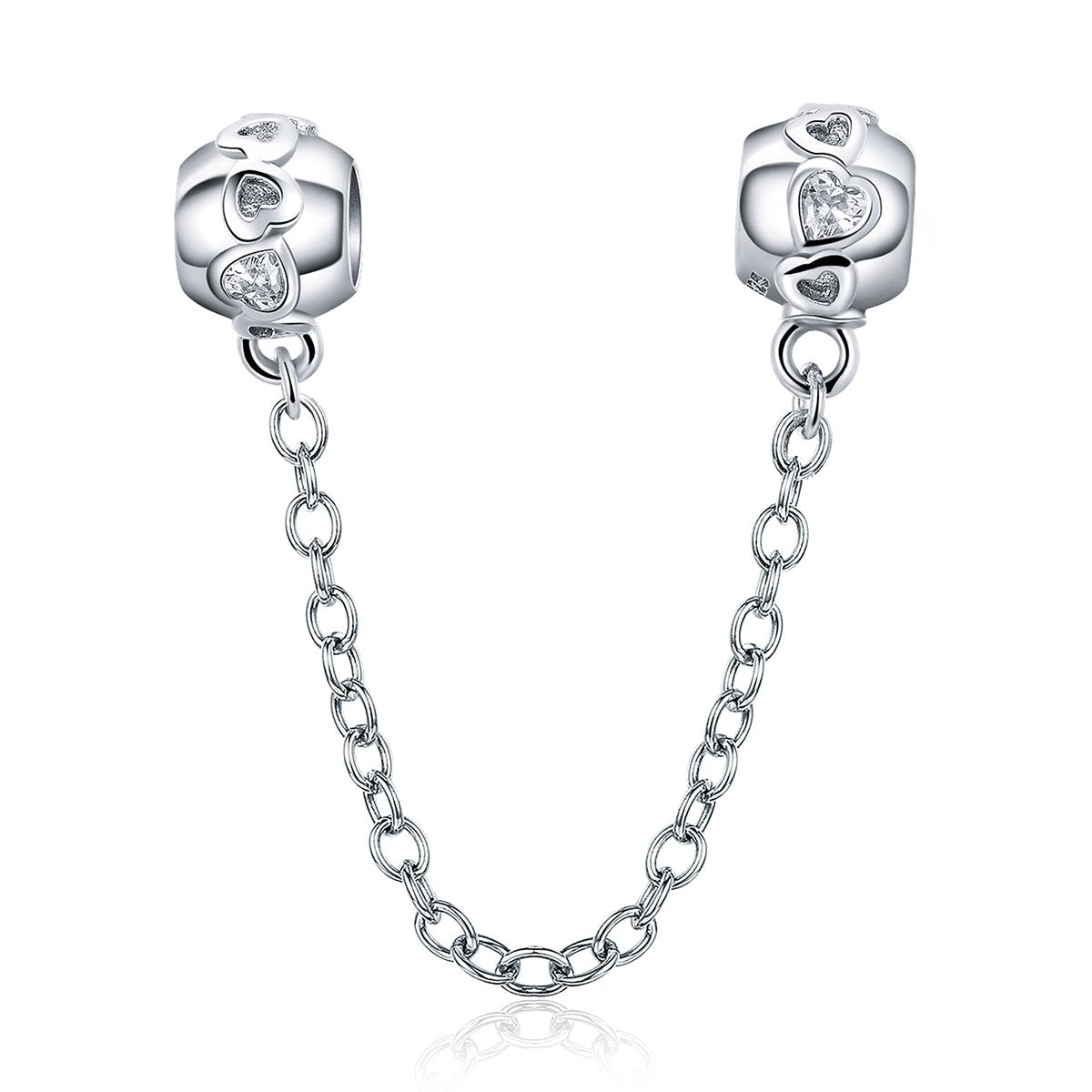 Sterling 925 silver charm the heart secure chain bead pendant fits Pandora charm and European charm bracelet Xaxe.com