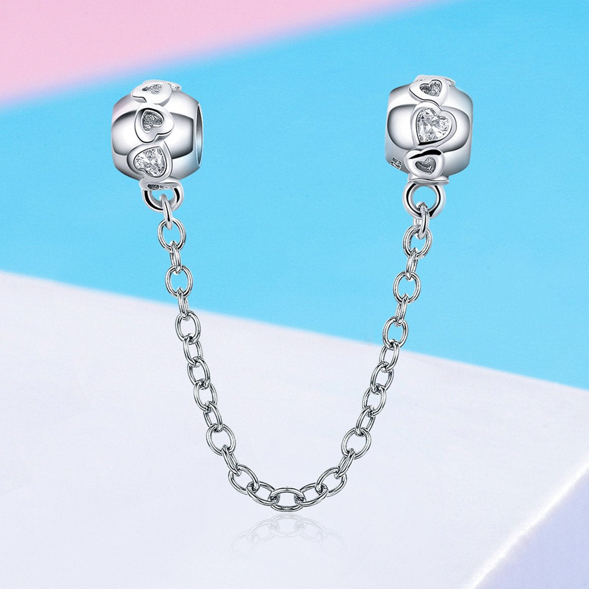 Sterling 925 silver charm the heart secure chain bead pendant fits Pandora charm and European charm bracelet Xaxe.com