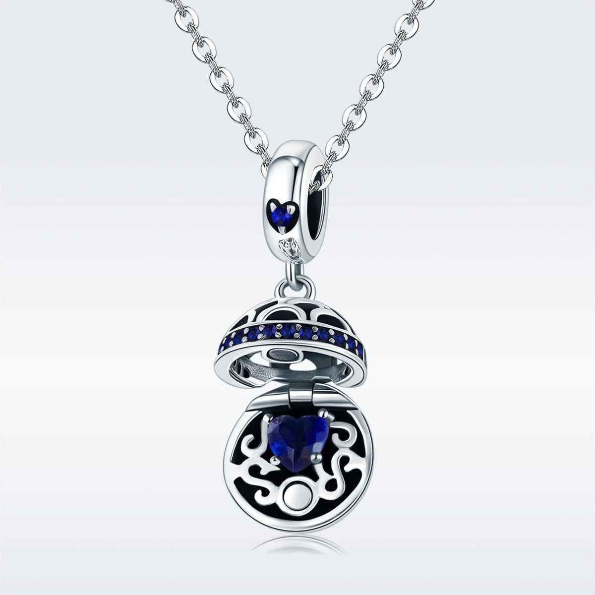 Sterling 925 silver charm the hollow round box blue pendant fits Pandora charm and European charm bracelet Xaxe.com