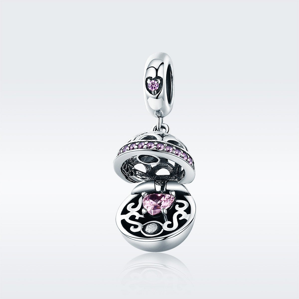 Sterling 925 silver charm the hollow round box pendant fits Pandora charm and European charm bracelet Xaxe.com