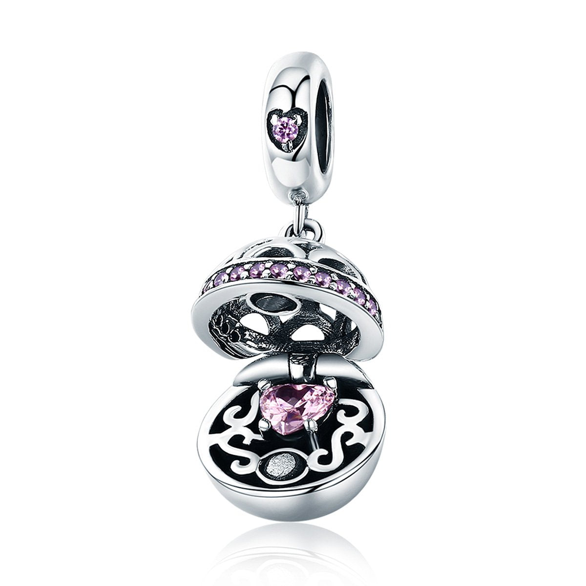 Sterling 925 silver charm the hollow round box pendant fits Pandora charm and European charm bracelet Xaxe.com