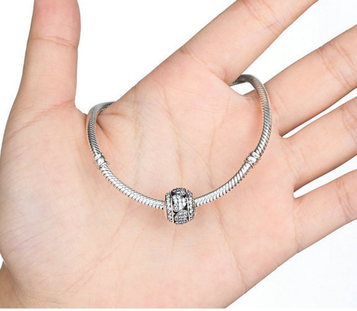 Sterling 925 silver charm the hollow zircon round bead pendant fits Pandora charm and European charm bracelet Xaxe.com