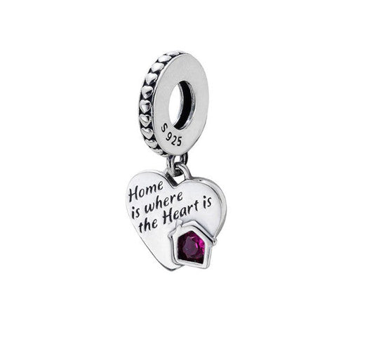 Sterling 925 silver charm the home is where the heart is bead pendant fits Pandora charm and European charm bracelet Xaxe.com