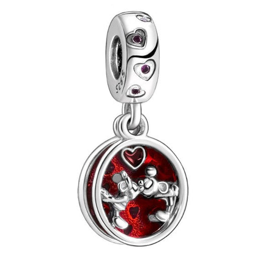 Sterling 925 silver charm the kiss Micky mouse bead pendant fits Pandora charm and European charm bracelet Xaxe.com
