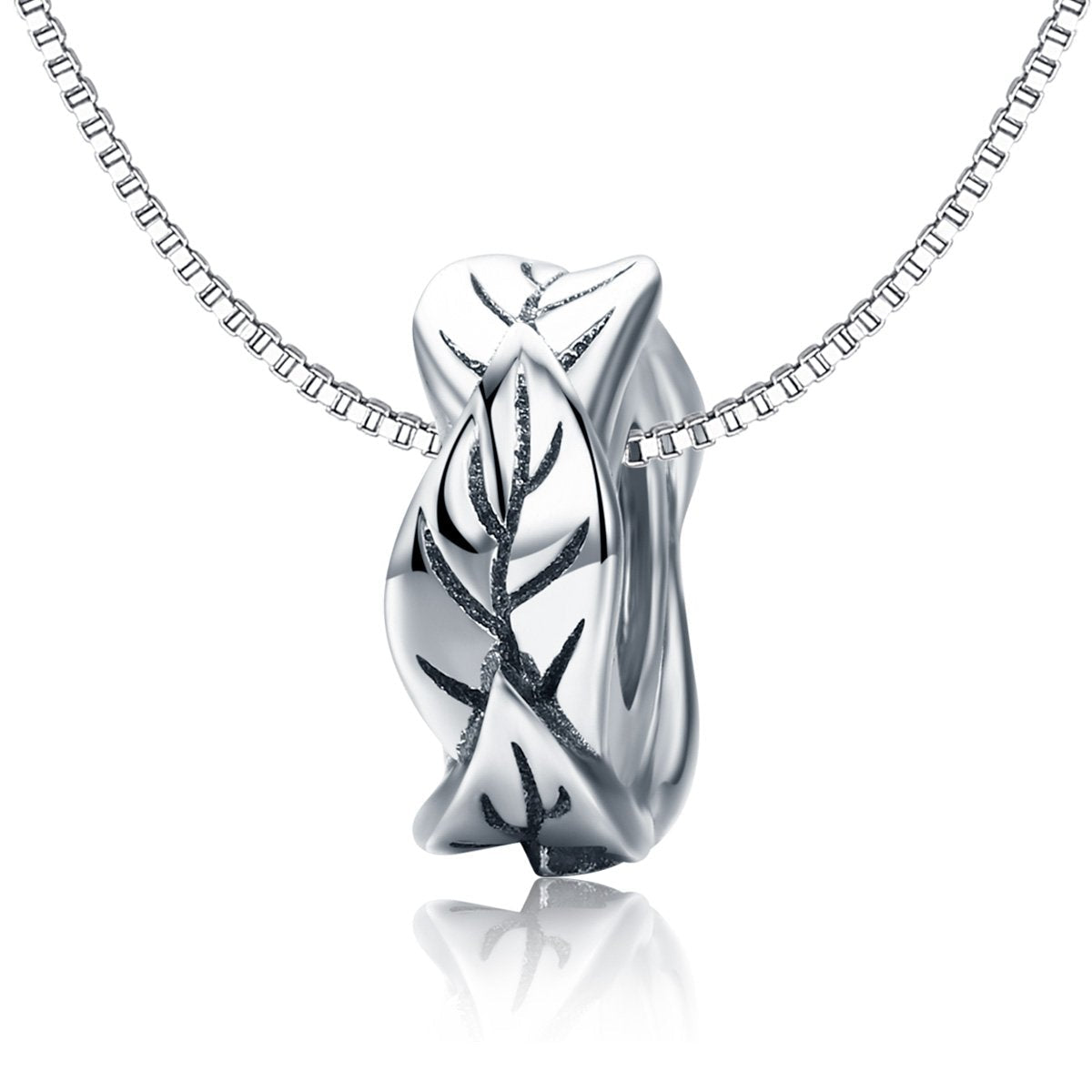 Sterling 925 silver charm the leaf circle bead pendant fits Pandora charm and European charm bracelet Xaxe.com