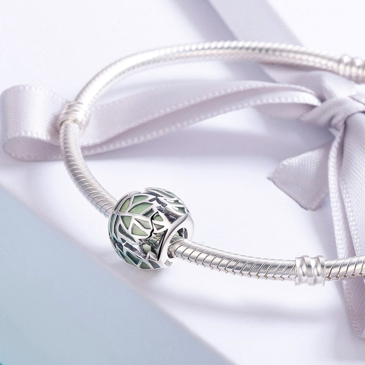 Sterling 925 silver charm the life green bead pendant fits Pandora charm and European charm bracelet Xaxe.com