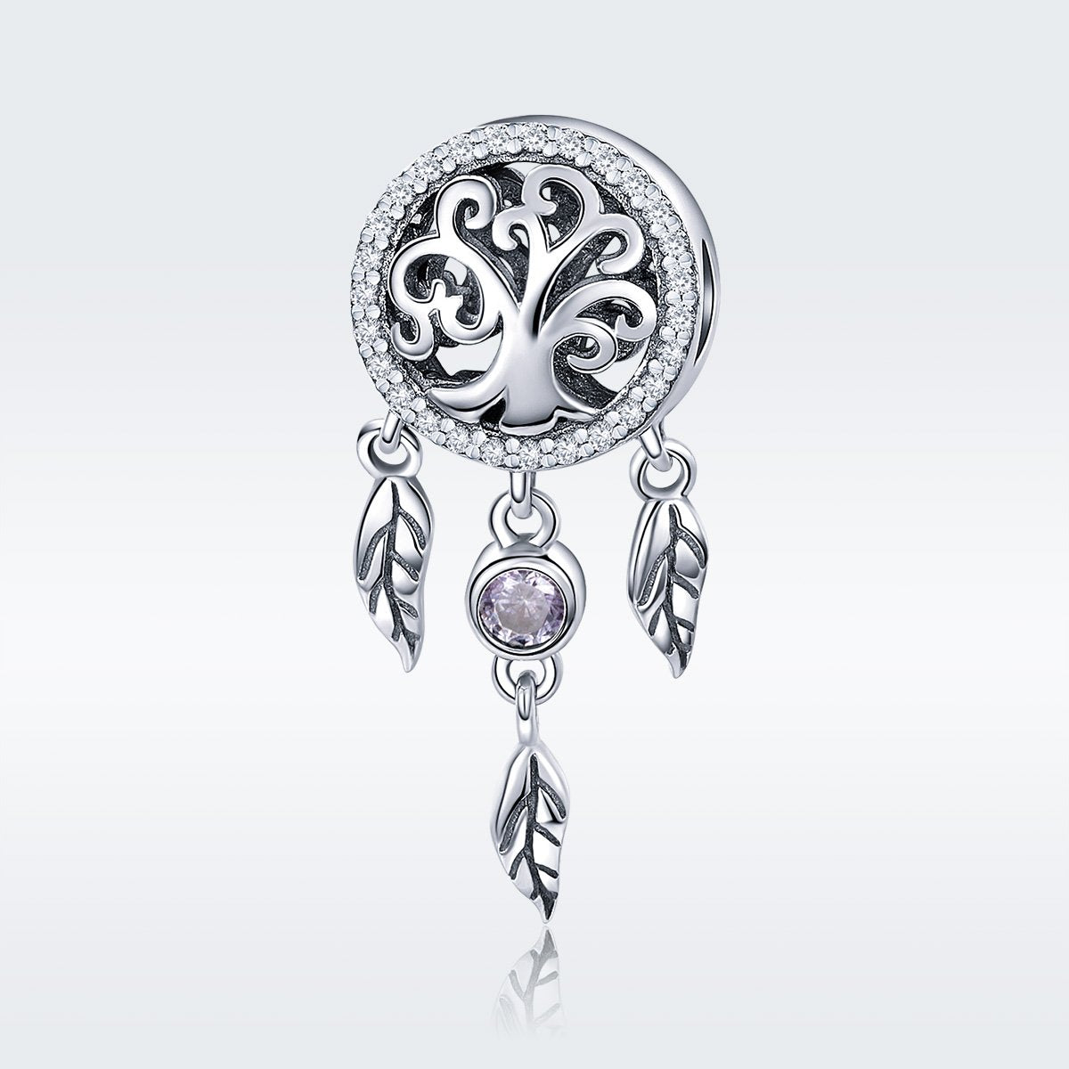 Sterling 925 silver charm the life tree and leaves in hand fits Pandora charm and European charm bracelet Xaxe.com
