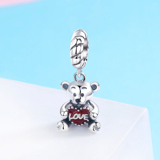 Sterling 925 silver charm the love bear bead pendant fits Pandora charm and European charm bracelet Xaxe.com