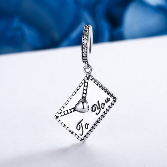 Sterling 925 silver charm the message to you puls bead pendant fits Pandora charm and European charm bracelet Xaxe.com