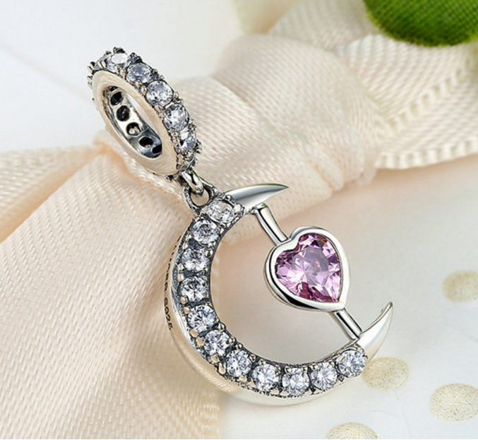 Sterling 925 silver charm the moon love bead pendant fits Pandora charm and European charm bracelet Xaxe.com