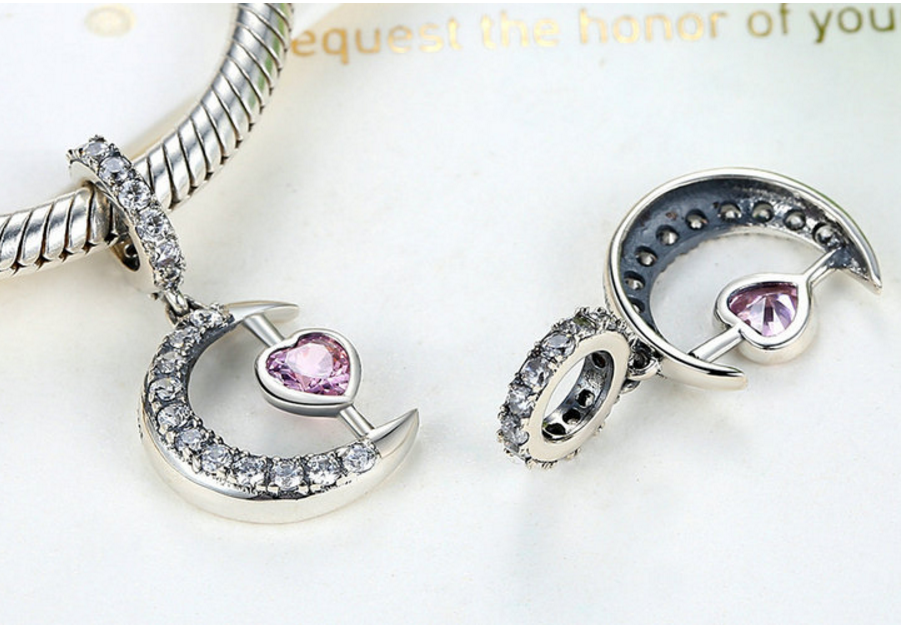 Sterling 925 silver charm the moon love bead pendant fits Pandora charm and European charm bracelet Xaxe.com