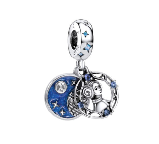 Sterling 925 silver charm the night blue sky pendant fits Pandora charm and European charm bracelet Xaxe.com