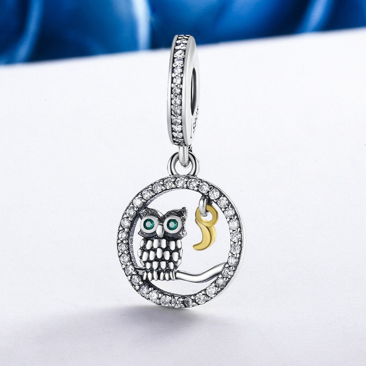Sterling 925 silver charm the owl in cage puls bead pendant fits Pandora charm and European charm bracelet Xaxe.com