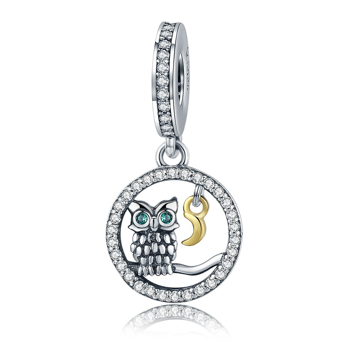 Sterling 925 silver charm the owl in cage puls bead pendant fits Pandora charm and European charm bracelet Xaxe.com